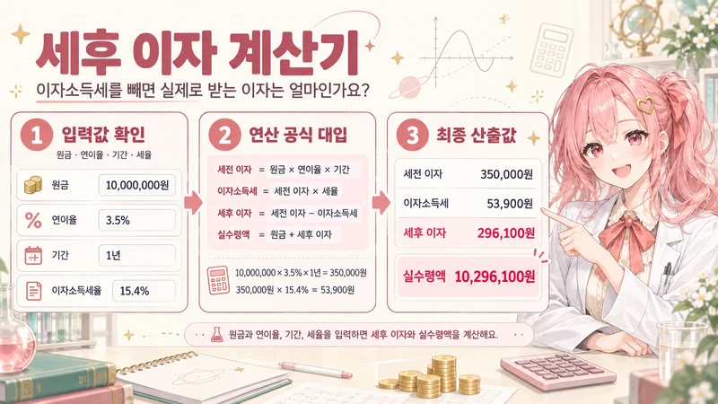 세후 이자 계산기 계산 방법 및 공식