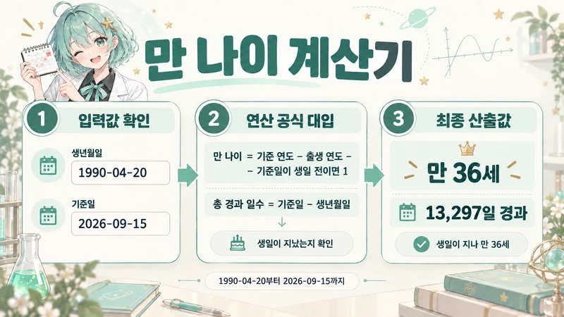 만 나이 계산기 계산 방법 및 공식