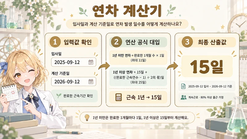 연차 계산기 계산 방법 및 연차 발생 기준