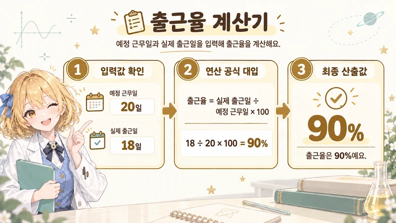 출근율 계산기 계산 방법 및 공식