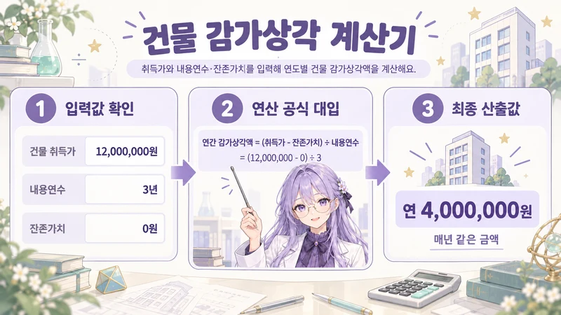 건물 감가상각 계산기 계산 방법 및 공식