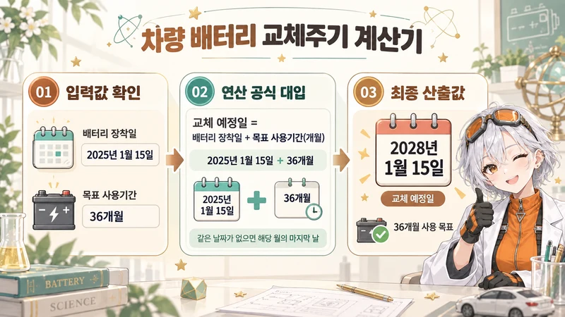 차량 배터리 교체주기 계산기 계산 방법 및 공식