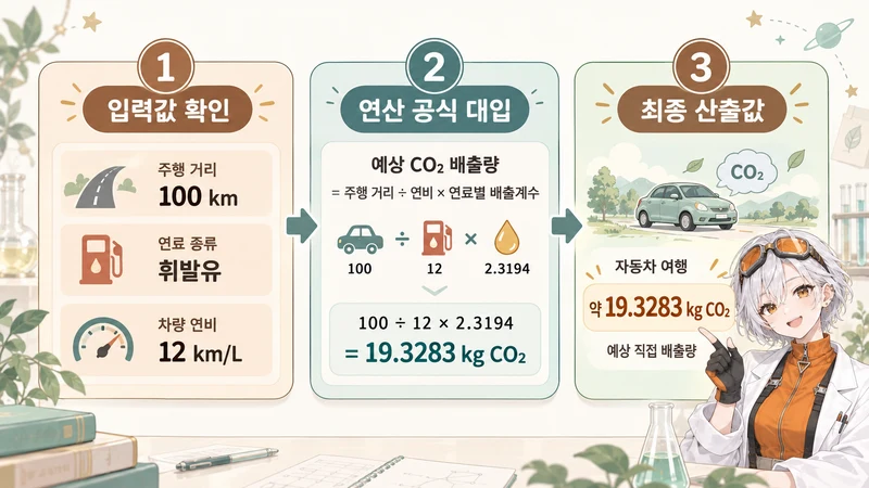 자동차 여행 탄소배출량 계산기 계산 방법 및 공식