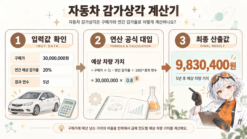자동차 감가상각 계산기 계산 방법 및 공식