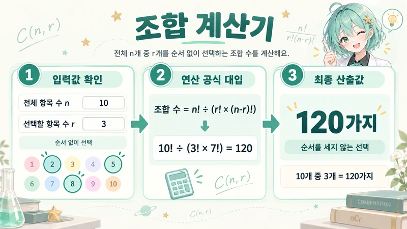 조합 계산기 계산 방법 및 공식