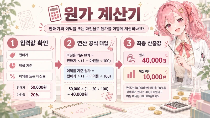 원가 계산기 계산 방법과 공식