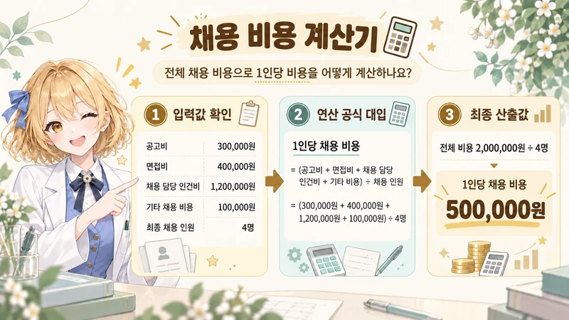 채용 비용 계산기 계산 방법 및 공식