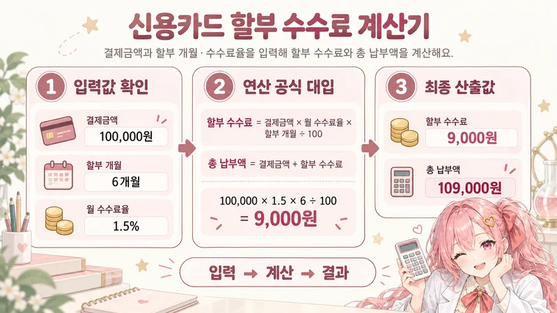 신용카드 할부 수수료 계산기 계산 방법 및 공식