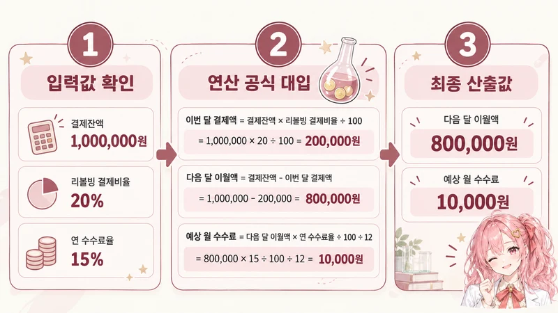 카드 리볼빙 이자 계산기 계산 방법 및 공식