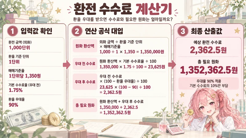 환전 수수료 계산기 계산 방법 및 공식
