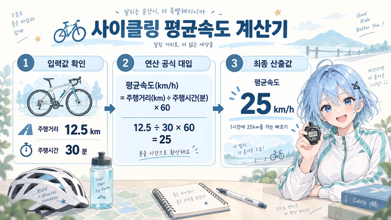 사이클링 평균속도 계산기 계산 방법 및 공식