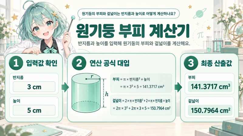 원기둥 부피 계산기 계산 방법 및 공식