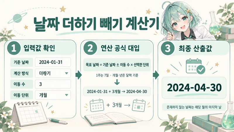 날짜 더하기 빼기 계산기 계산 방법 및 공식