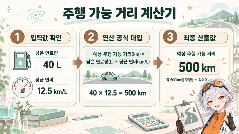 주행 가능 거리 계산기 계산 방법 및 공식