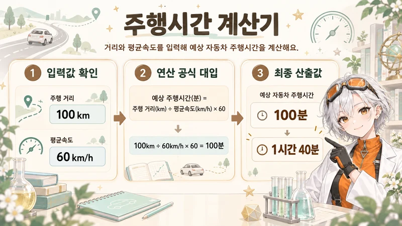 주행시간 계산기 계산 방법 및 공식