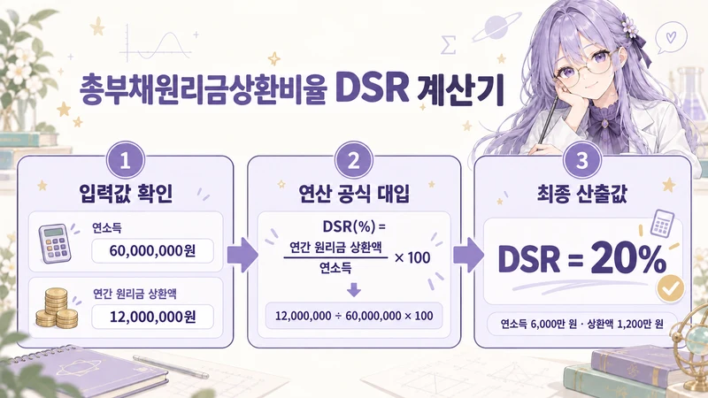 총부채원리금상환비율 DSR 계산기 계산 방법 및 공식