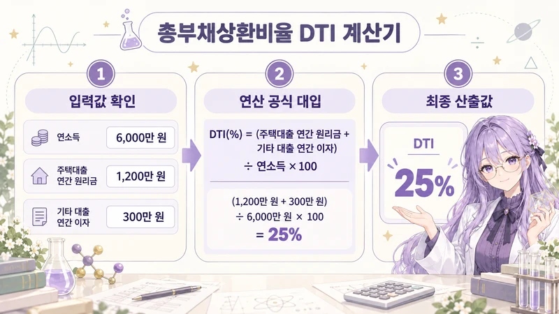 총부채상환비율 DTI 계산기 계산 방법 및 공식