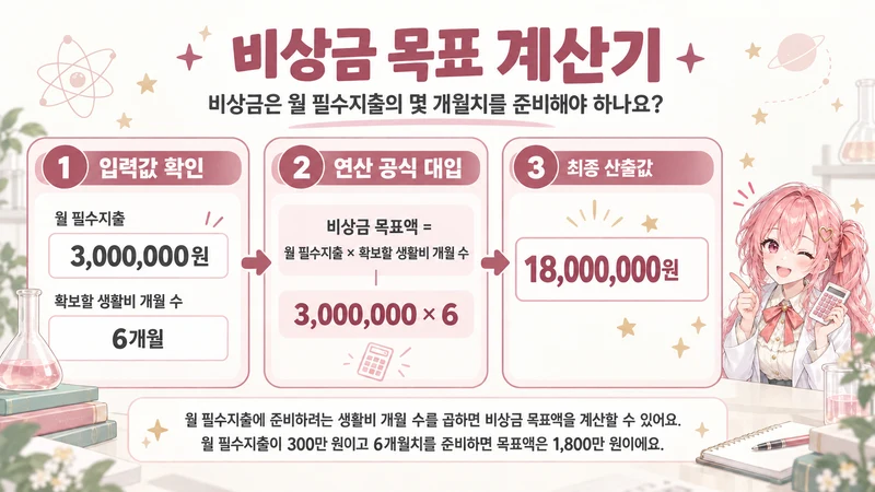 비상금 목표 계산기 계산 방법 및 공식