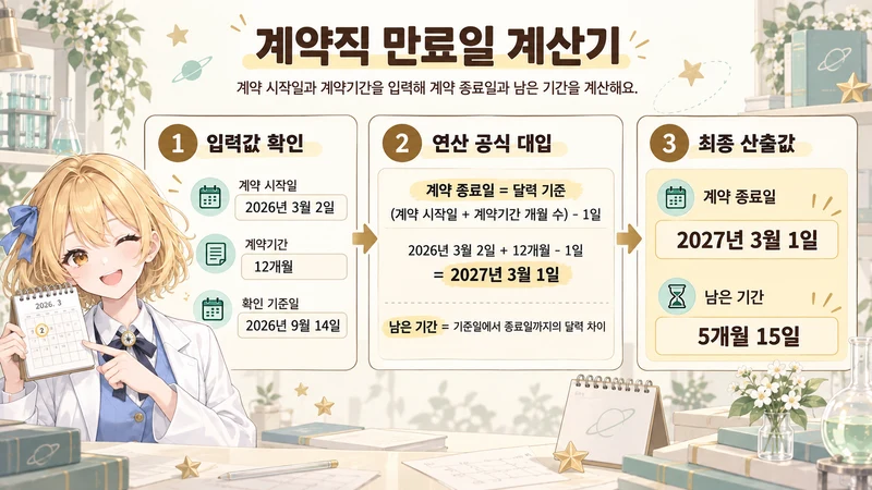 계약직 만료일 계산기 계산 방법 및 공식