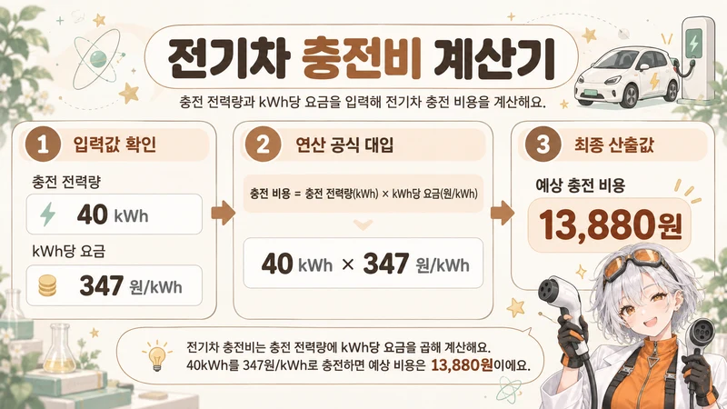 전기차 충전비 계산기 계산 방법 및 공식