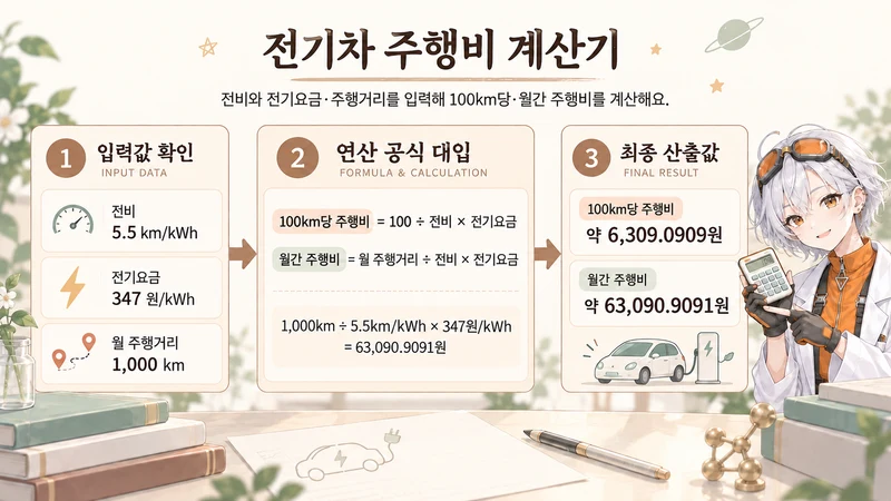 전기차 주행비 계산기 계산 방법 및 공식