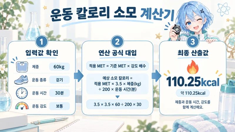 운동 칼로리 소모 계산기 계산 방법 및 공식