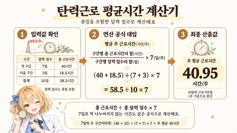 탄력근로 평균시간 계산기 계산 방법 및 공식
