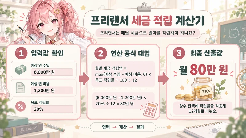 프리랜서 세금 적립 계산기 계산 방법 및 공식
