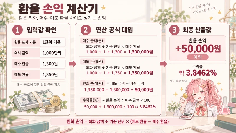 환율 손익 계산기 계산 방법 및 공식