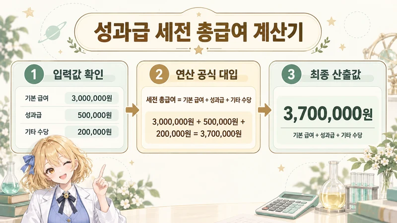 성과급 세전 총급여 계산기 계산 방법 및 공식