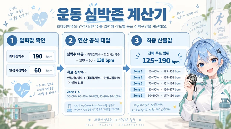 운동 심박존 계산기 계산 방법 및 공식