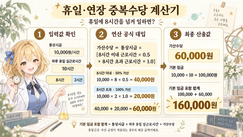 휴일·연장 중복수당 계산기 계산 방법 및 공식