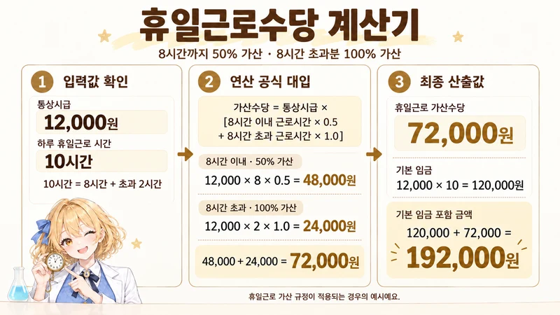 휴일근로수당 계산기 계산 방법 및 공식