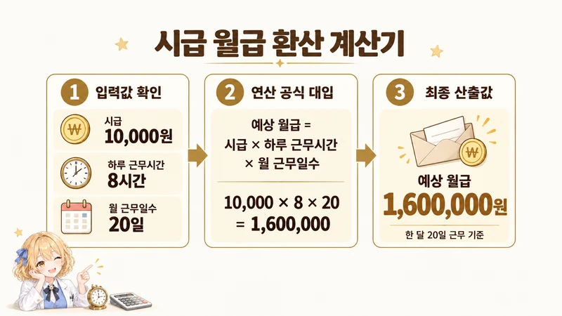 시급 월급 환산 계산기 계산 방법 및 공식