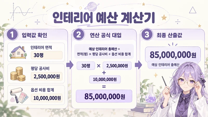 인테리어 예산 계산기 계산 방법 및 공식