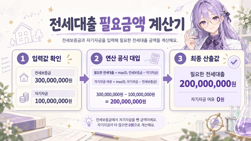 전세대출 필요금액 계산기 계산 방법 및 공식