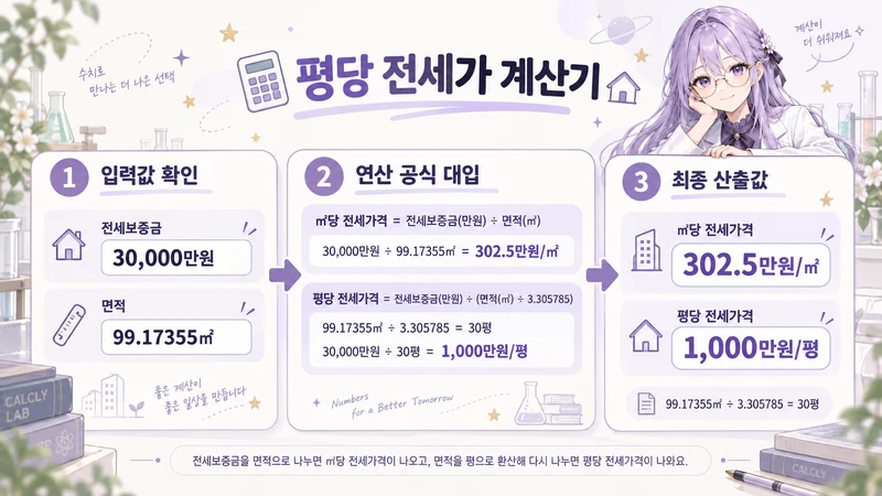 평당 전세가 계산기 계산 방법 및 공식