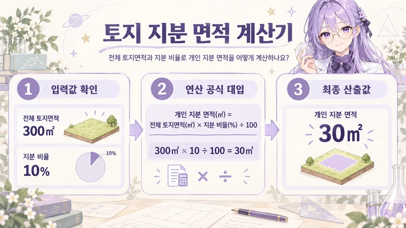 토지 지분 면적 계산기 계산 방법 및 공식