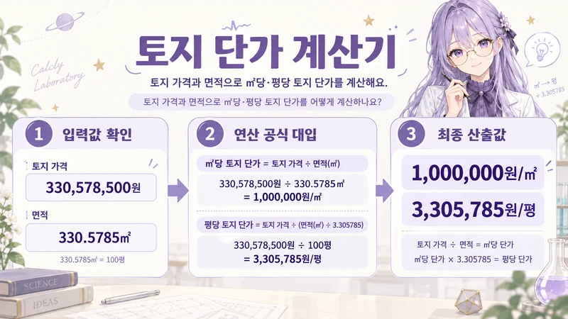 토지 단가 계산기 계산 방법 및 공식