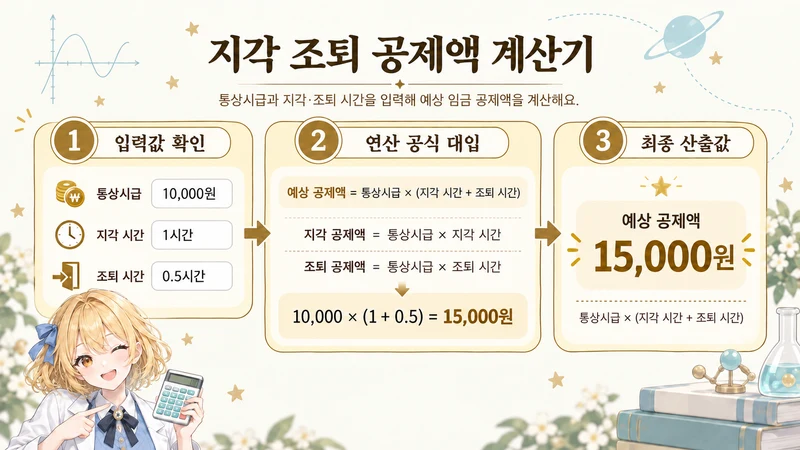 지각 조퇴 공제액 계산기 계산 방법 및 공식