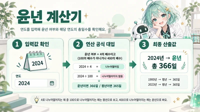 윤년 계산기 계산 방법 및 공식