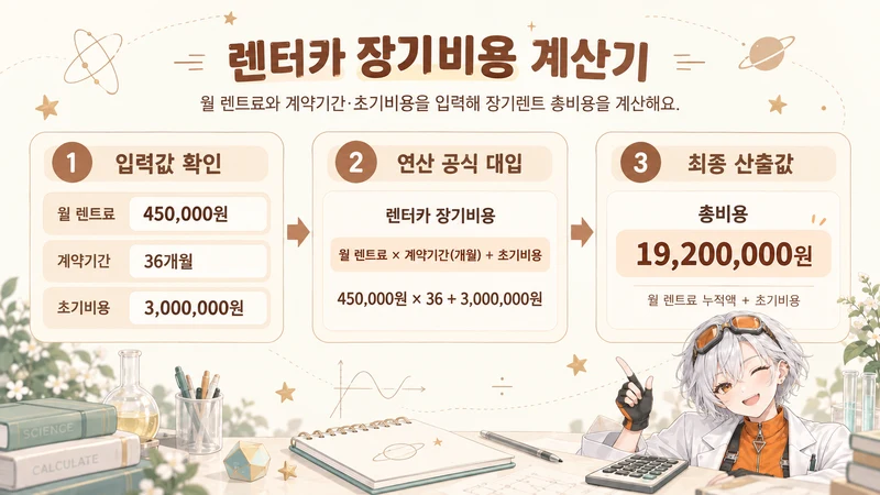 렌터카 장기비용 계산기 계산 방법 및 공식
