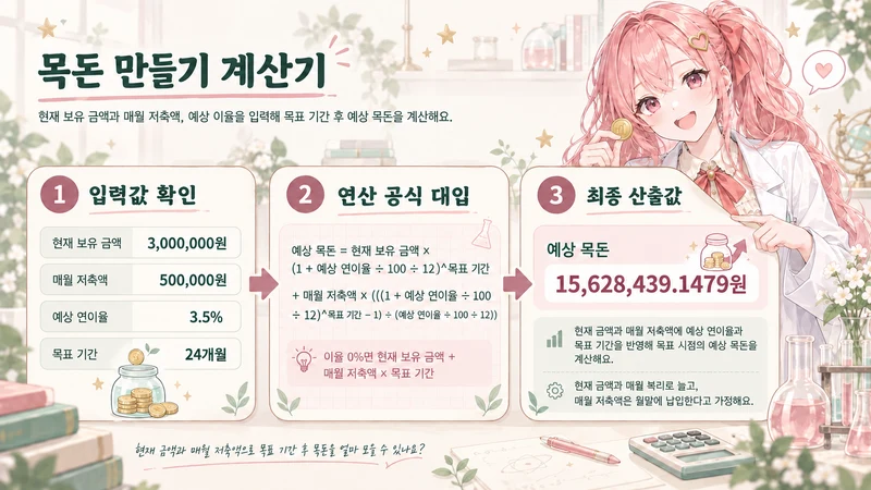 목돈 만들기 계산기 계산 방법 및 공식