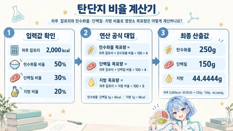 탄단지 비율 계산기 계산 방법 및 공식