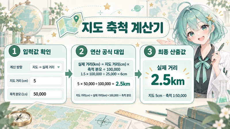 지도 축척 계산기 계산 방법 및 공식