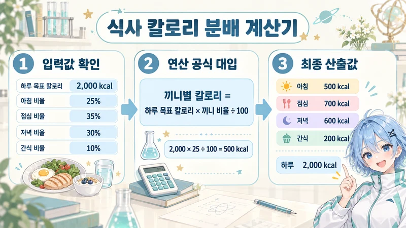 식사 칼로리 분배 계산기 계산 방법 및 공식