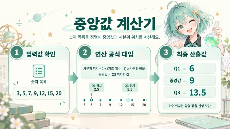 중앙값 계산기 계산 방법 및 공식