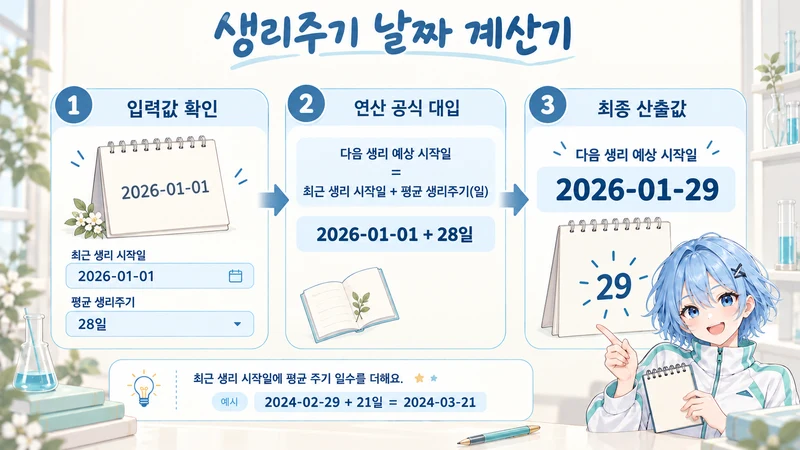 생리주기 날짜 계산기 계산 방법 및 공식