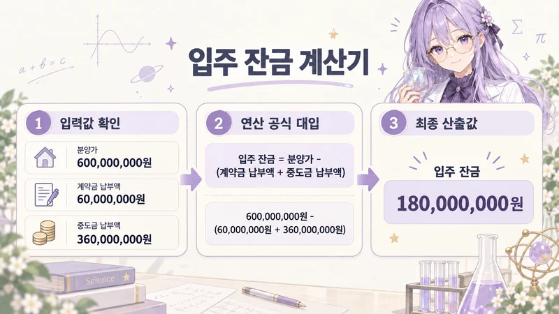 입주 잔금 계산기 계산 방법 및 공식