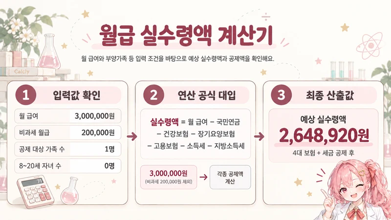 월급 실수령액 계산기 계산 방법 및 공식